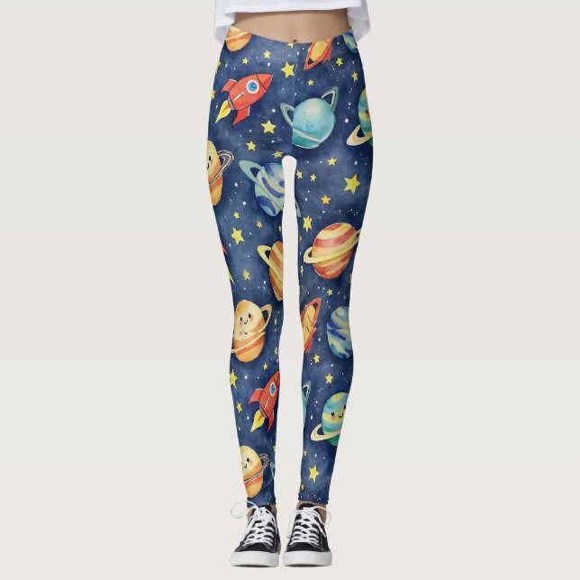 Leggings Planètes Rocket Ships Stars Galaxy (Devant)