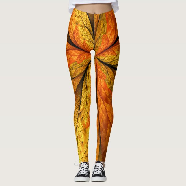 Leggings Plante d'automne, Abstrait moderne Fractal Art Lea (Devant)