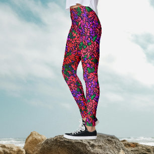 Leggings Plantes botaniques florales aquarelles artistiques