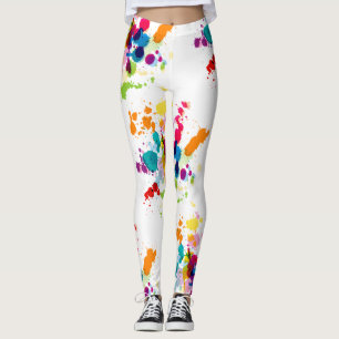 Leggings Plaque de peinture multicolore sur blanc