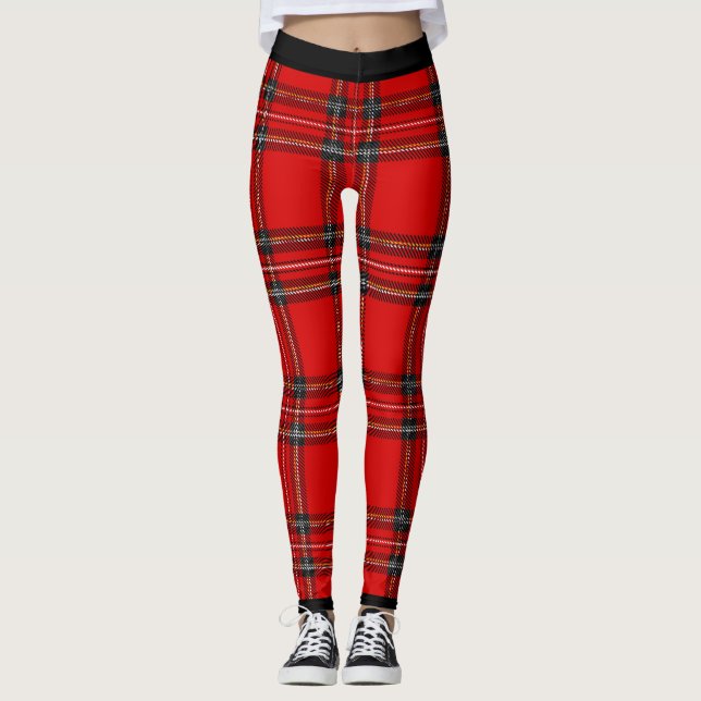 Leggings Plaque de tartan rouge chic (Devant)