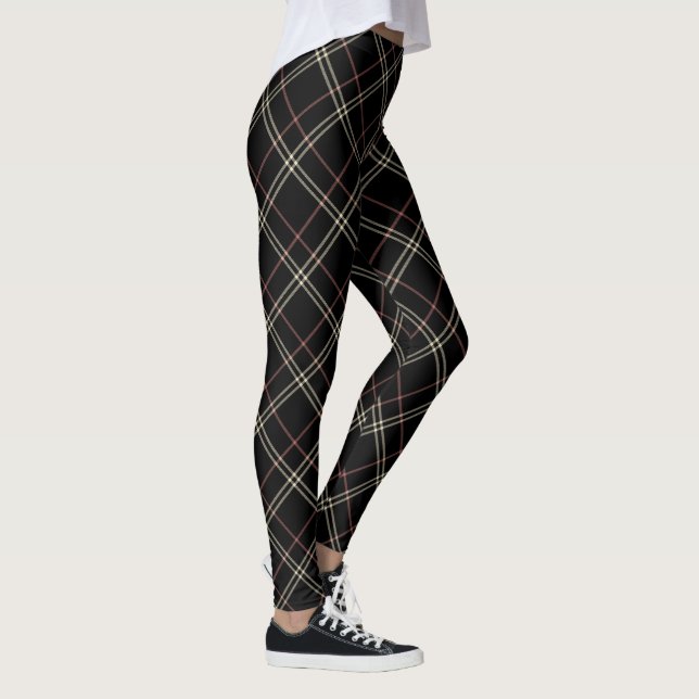 Leggings Plaque élégante rose et beige noir (Droite)