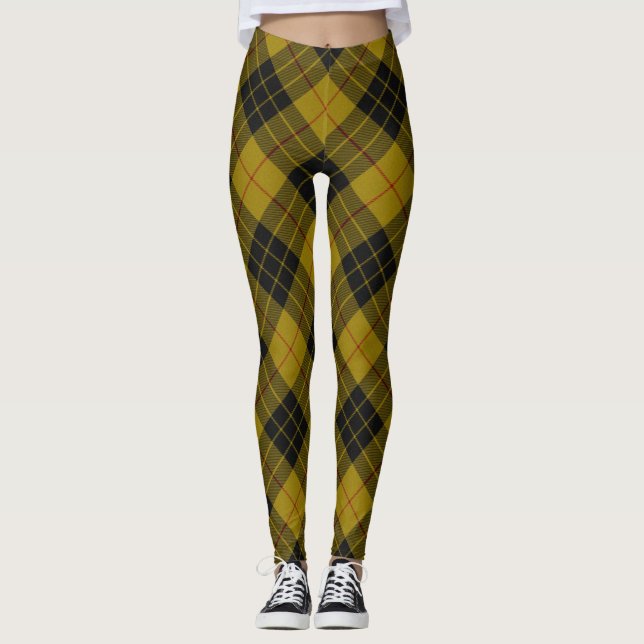 Leggings Plaque noire jaune tartan MacLeod (Devant)