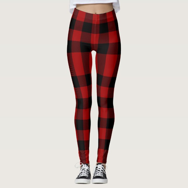 Leggings plaqués rouge et noir (Devant)