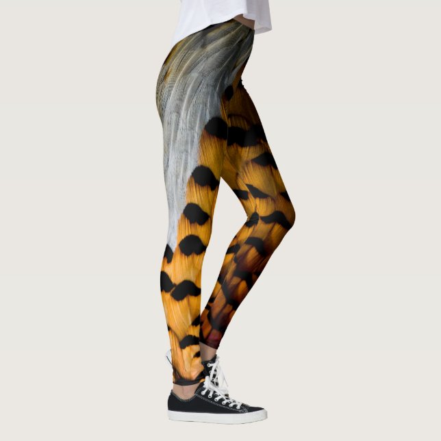 Leggings Plumes Brown pourpres et d'or de faisan (Droite)