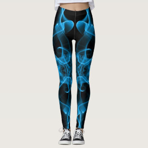 Leggings Plumes de fumée bleue sur noir