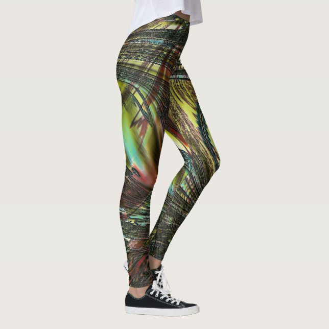 Leggings Plumes de paon croisées foncées (Droite)