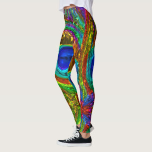 Leggings Plumes de paon en verre Art 1