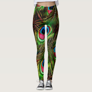 Leggings plumes de paon plumage motif