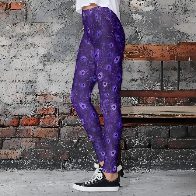 Leggings Plumes de paon violet (Purple Peacock Feather Leggings)