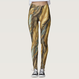 Leggings Plumes d'or Argent Art