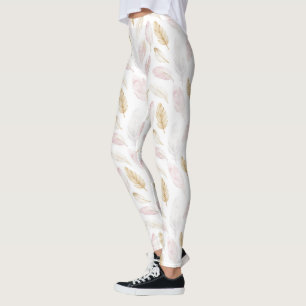 Leggings Plumes d'or rose
