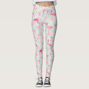 Leggings Plumes Flamants roses sur Pois 2