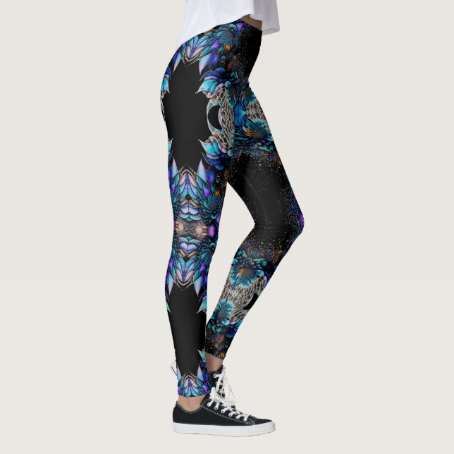 Leggings Plumes Peacock Bleues (Droite)