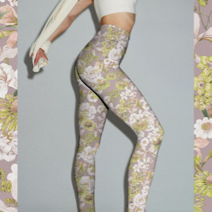 Leggings Plutôt Élégant Vert clair Neutre Motif Floral