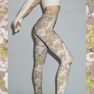 Leggings Plutôt Élégant Vert clair Neutre Motif Floral