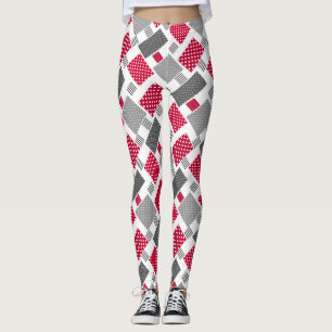 Leggings Pneuka rouge gris patchwork sur arrière - plan bla