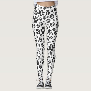 Leggings Poches de chien noir et blanc Poka Dot