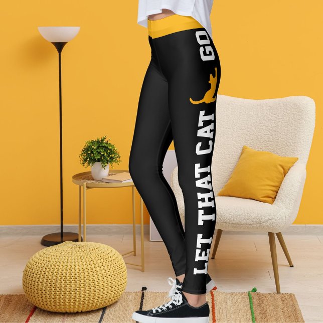 Leggings Poète de chat Féline Orange Personnalisé (Créateur téléchargé)