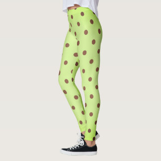 Leggings Point de Polka Retro Brown et vert clair