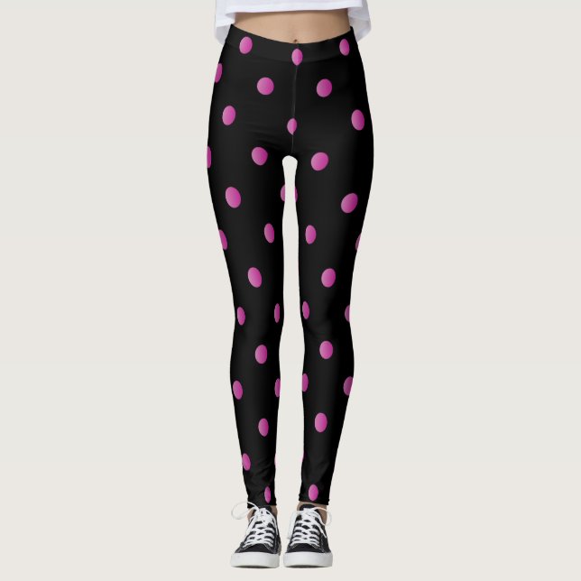 Leggings Point rose et noir de Polka (Devant)