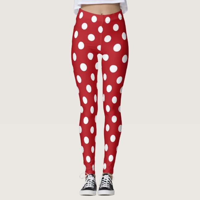 Leggings Pointe Polka rouge et blanc (Devant)