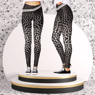 Leggings Points Abstraits géométriques brillants noirs et b