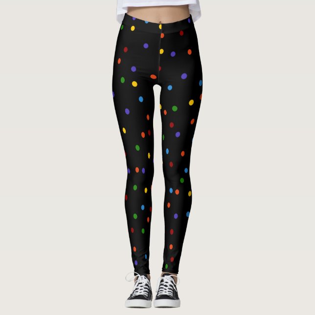 Leggings Points arc-en-ciel Polka Dot Noir Confetti (Devant)
