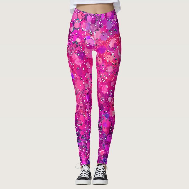 Leggings Points d'appui circulaire roses chaudes (Devant)