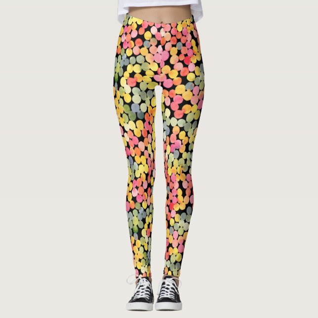 Leggings Points d'aquarelle colorés Abstraits (Devant)