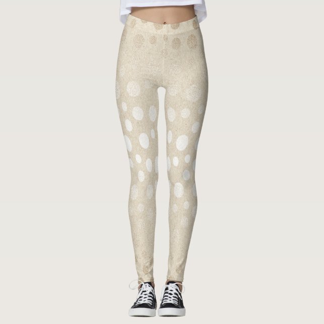 Leggings Points d'ivoire Pearl Gray Argent Pastel Confetti  (Devant)