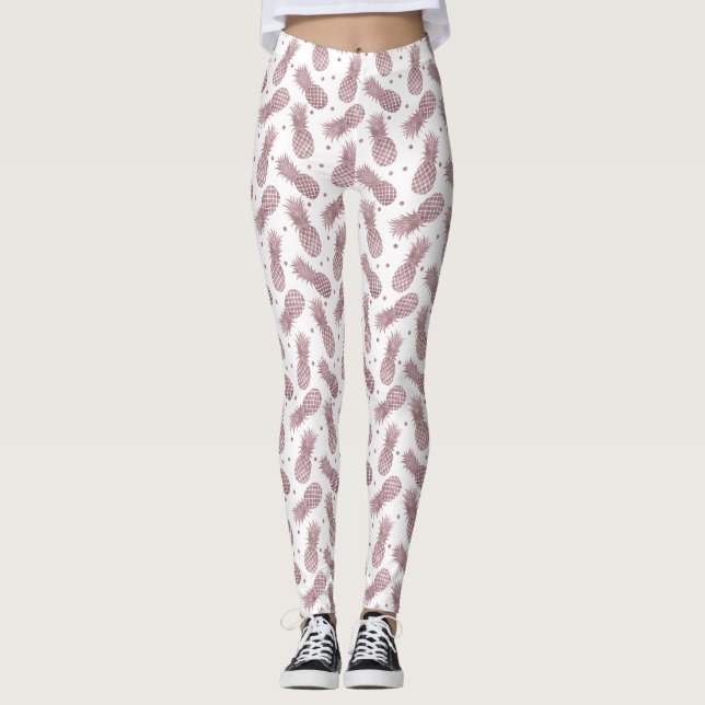 Leggings Points d'or rose Ananas (Devant)