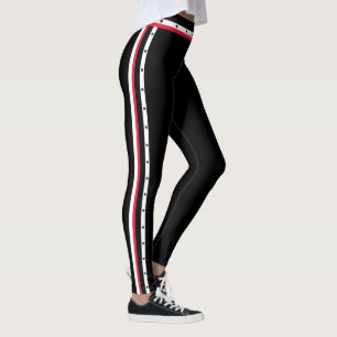Leggings Points noirs blancs rouges de mode latérale à la