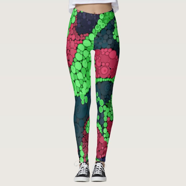Leggings Points pointillisés abstraits sans couture cercles (Devant)