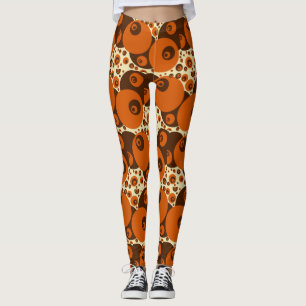 Leggings Points Retro Orbs '60s'les années 70 Orange Brown 