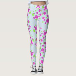 Leggings Points roses sur Bleu clair -