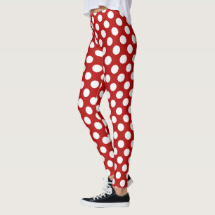 Leggings Poireau blanc de polka blanc mou motif