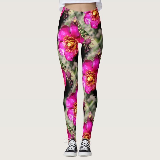 Leggings poires géantes en fleurs roses (Devant)