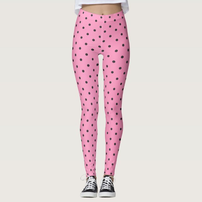 Leggings Pois assez rose et noir (Devant)