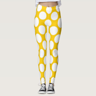 Leggings Pois blanc grand sur la mandarine jaune-orange