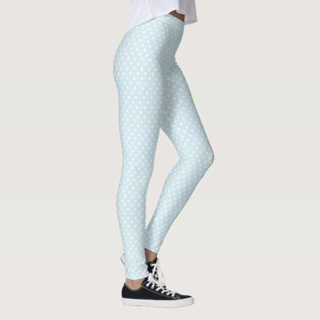 Leggings Pois blancs d'été sur Pastel Blue (Droite)