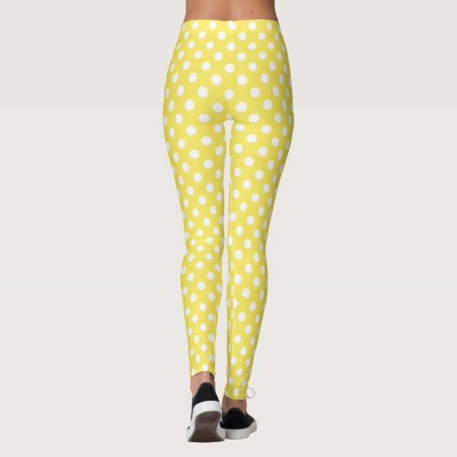 Leggings Pois blancs sur Maize Arrière - plan jaune (Dos)