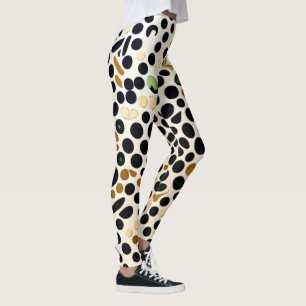 Leggings Pois bleus de la Marine : or et émeraude