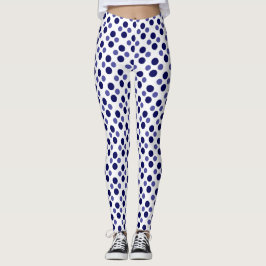 Leggings Pois bleus fêtes sur blanc
