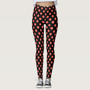 Leggings Pois coralliens vivants sur noir