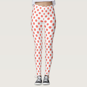 Leggings Pois de corail vivant sur blanc