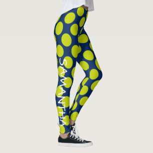 Leggings Pois de vert de chaux sur le bleu marine
