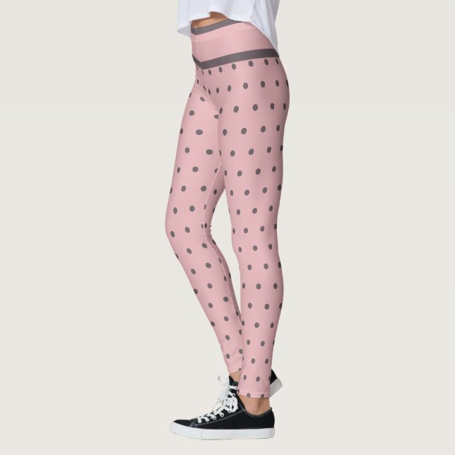 Leggings Pois minuscule gris rose (Gauche)