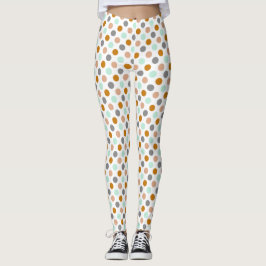 Leggings Pois multicolores fêtes de fête sur blanc