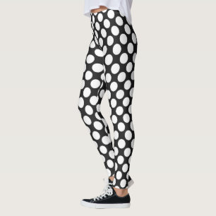 Leggings Pois noir et blanc Rétro moderne Abstrait